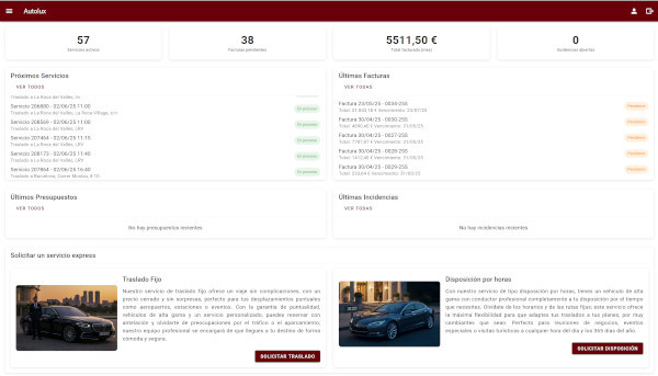 Portal de clientes Autolux para gestión de facturación